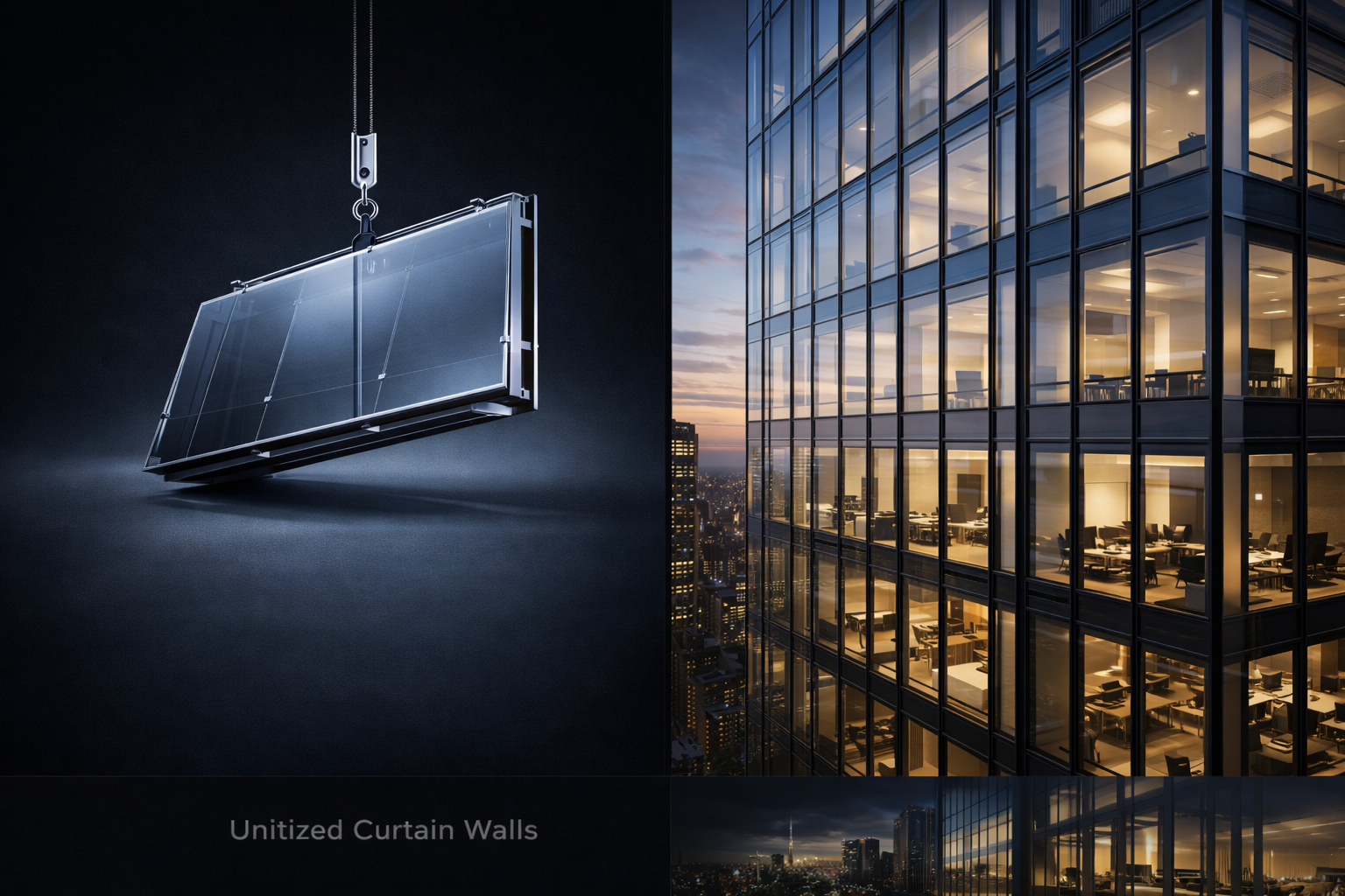 Unitized curtain wall facade panels — factory-assembled for rapid installation